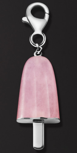 AMBROSINI JEWELS - PENDENTE ARGENTO 925° ghiacciolo finitura bianca pietra rosa piccolo (21x14 mm)