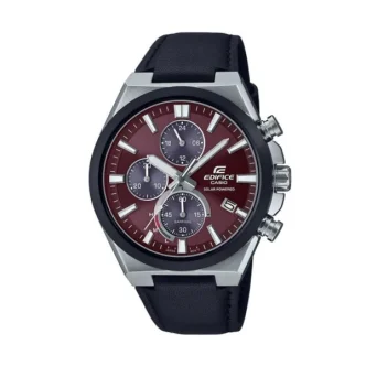 CASIO EDIFICE Mod. SOLAR POWERED CHRONOGRAPH, LEATHER - RED ***SPECIAL PRICE***