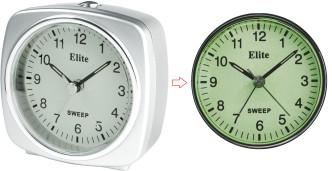 ELITE Sveglia silent con luce e snooze. quadrante fosforescente - ARGENTO - Silent alarm clock with light and snooze. phosphorescent dial - SILVER