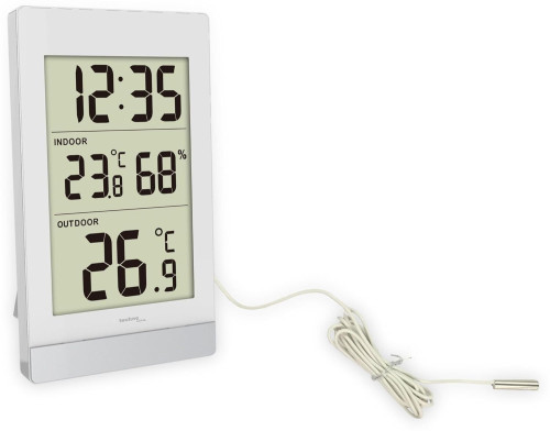 TECHNO LINE Mod. WS7039 - Termometro da parete/tavolo, temp/umidità int e temp est + cavetto sonda - Wall/table thermometer, int temp/humidity and ext temp with probe cable